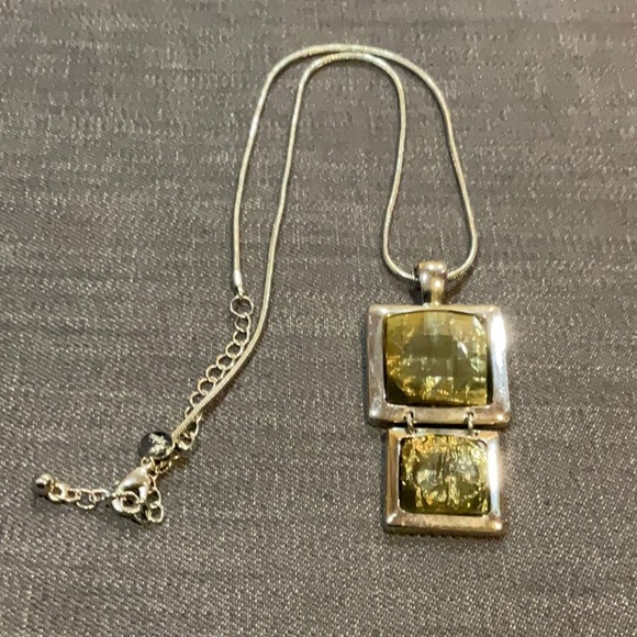 Vintage Lia Sophia Reflex Love Square Drop Necklace - Picture 1 of 5